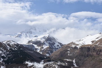 Sky Clearing over Mt Kazbek after Snow, Stepantsminda, Georgia