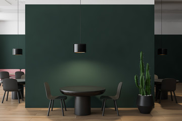 Green and white restaurant interior