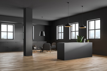 Reception in industrial style office corner