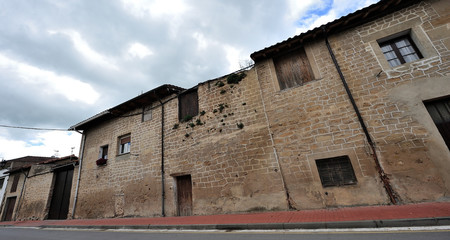 La Puebla de Arganzon, Treviño (Burgos)/Spain; 29-05-2019: Tower of the Church of Our Lady of the Assumption
