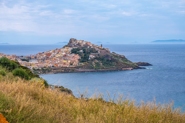 Fototapeta premium Castelsardo, a gorgeous medieval village on a promontory in the gulf of Asinara dominated by a castle, Province of Sassari, Sardinia, Italy