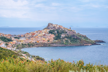 Fototapeta na wymiar Castelsardo, a gorgeous medieval village on a promontory in the gulf of Asinara dominated by a castle, Province of Sassari, Sardinia, Italy