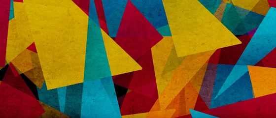 Illustration von Dreiecken und abgewinkelten Formen, bunter abstrakter Hintergrund mit geometrischen Elementen, Panoramabild © alesmunt