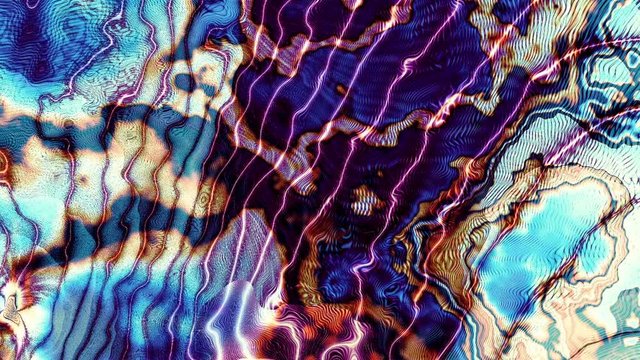 Moving irregular psychedelic waves. Moving marble texture. Abstract footage.