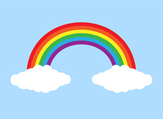 Vector flat cartoon lgbt pride rainbow isolated on blue background