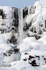 Pingvellir waterfalls in winter time