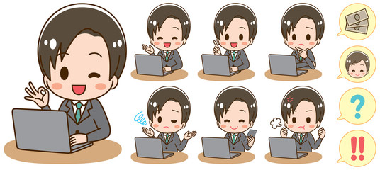 Illustration of a businessman using a personal computer