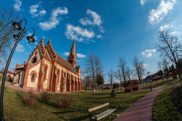 Fisheye view of a reformed church built in 1897