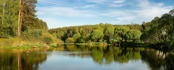 Fototapeta na wymiar summer landscape on the banks of the Ural river, Russia,