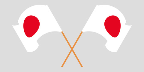 Crossed and waving flags of Japan