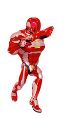 sci fi astronaut cartoon with a laser gun side view in a white background