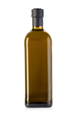 olive oil bottle isolated on white with clipping path