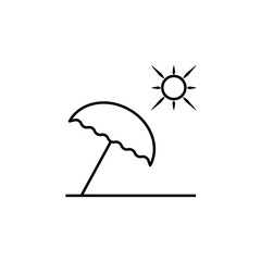 Island with beach, umbrella, ocean and sunshine icon