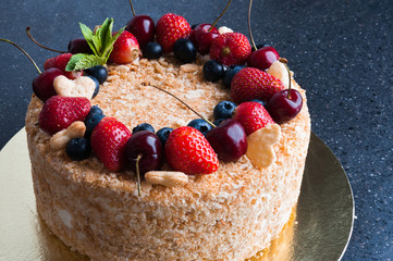 cake with berries