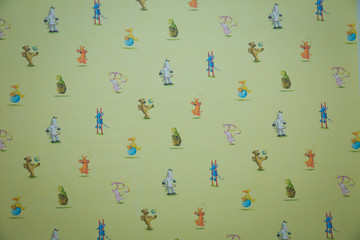 Green child wall background in the kindergarden. Kindergarden wallpapers . which is the image of...