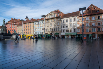 View of builds fron the main square of Graz, Austria.