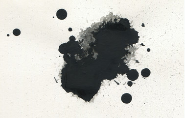 Black ink blot. Isolated on white. - obrazy, fototapety, plakaty