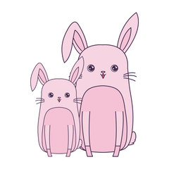 cute rabbits animals isolated icon