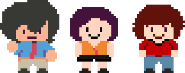 Set of pixel characters