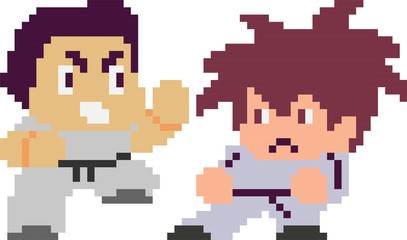 Set of pixel characters