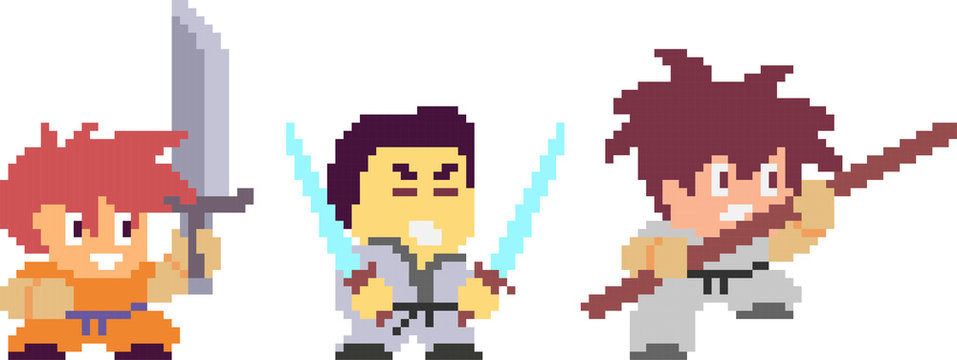 Fototapeta Set of pixel characters