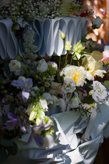 a bouquet of red white flowers made up in a beautiful composition.