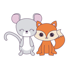 Fototapeta premium cute mouse with fox animals isolated icon