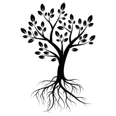 Obraz premium Silhouette Tree with Roots