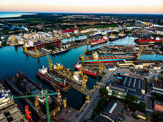 view of port Gdansk  - obrazy, fototapety, plakaty