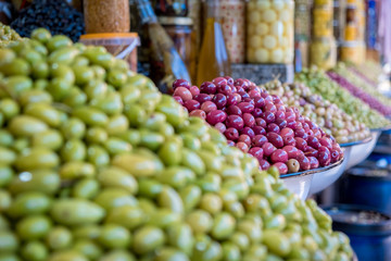 Olives on a market in Morocco, Africa