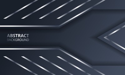 Abstract Dark Metallic Silver Frame Tech Elegant Design Background Template
