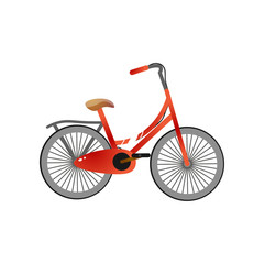 Fototapeta premium Small red metal bicycle for children with pedal protect