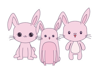 cute rabbits animals isolated icon