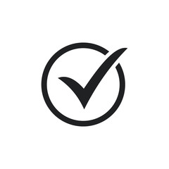 Black check mark icon. Flat icon checklist mark symbol vector illustration.
