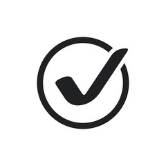 Black check mark icon. Flat icon checklist mark symbol vector illustration.