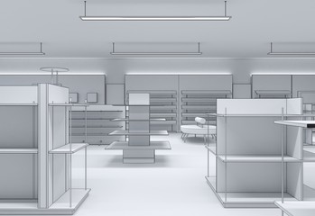 shop, store, shopping mall, interior visualization, 3D illustration