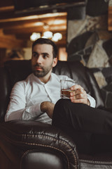 Handsome groom at wedding. smiling and waiting for bride man. Happy smiling groom newlywed. Elegant groom in tuxedo costume. Handsome caucasian man in tuxedo. Rich man at wedding day.