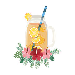 glass with orange and straw drink