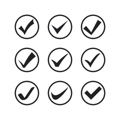 Black check mark set icon. Flat icon checklist mark symbol vector illustration.
