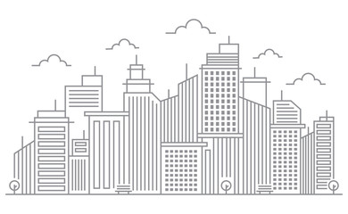 Obraz premium Cityscape Building Line Vector Illustration