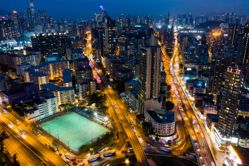 Fototapeta na wymiar Top view of Hong Kong at night
