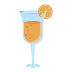 Summer cocktail glass cup with lemon