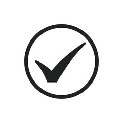 Black check mark icon. Flat icon checklist mark symbol vector illustration.