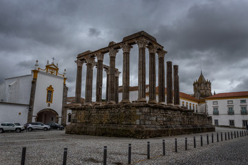 Roman historical temple of Evora, Portugal outdor
