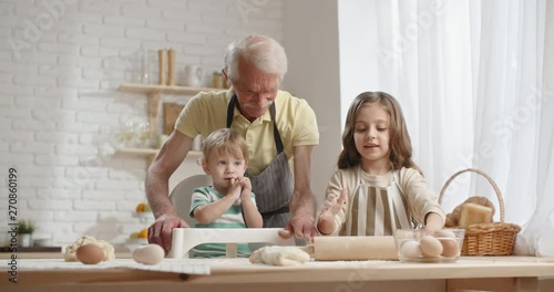 Caucasian Grandfather Spending Time With His Grandchildren