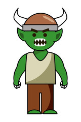 Troll cartoon with viking helmet design vector illustration
