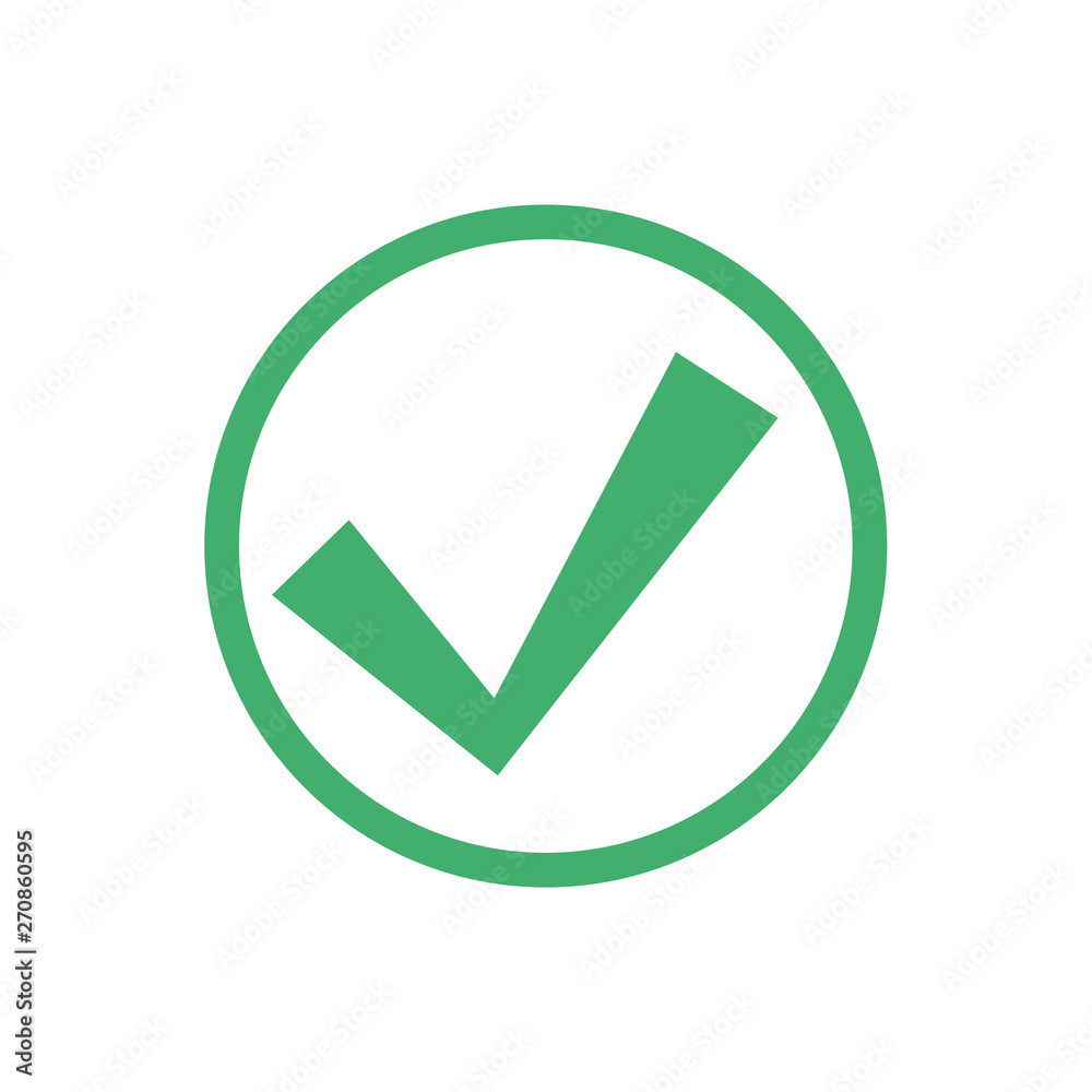 Aufkleber Green check mark icon. Flat icon checklist mark symbol vector illustration.