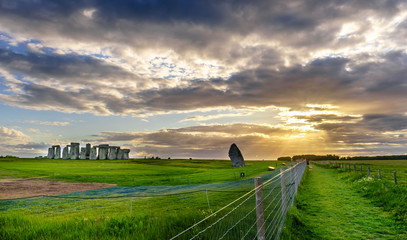 Stonehenge landscape at sunset, England