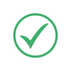 Green check mark icon. Flat icon checklist mark symbol vector illustration.