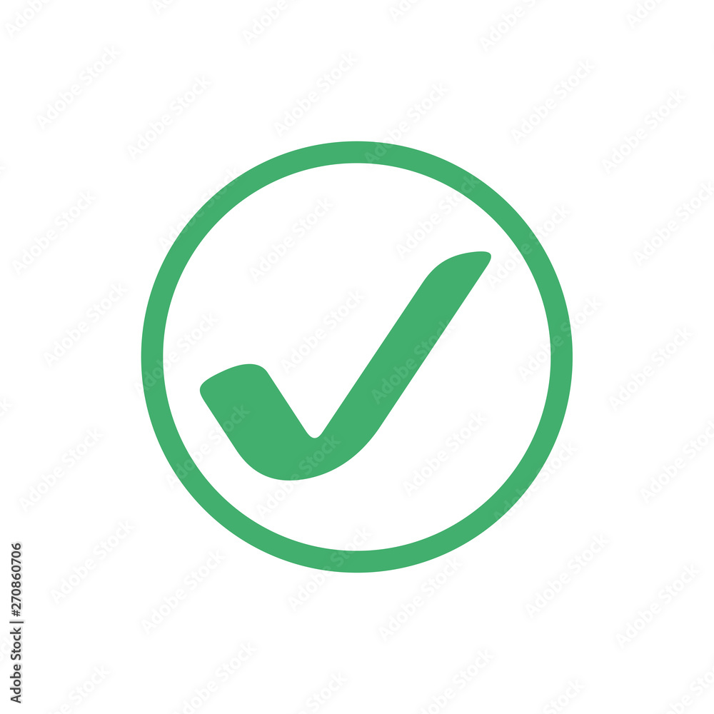 Poster green check mark icon. flat icon checklist mark symbol vector illustration.